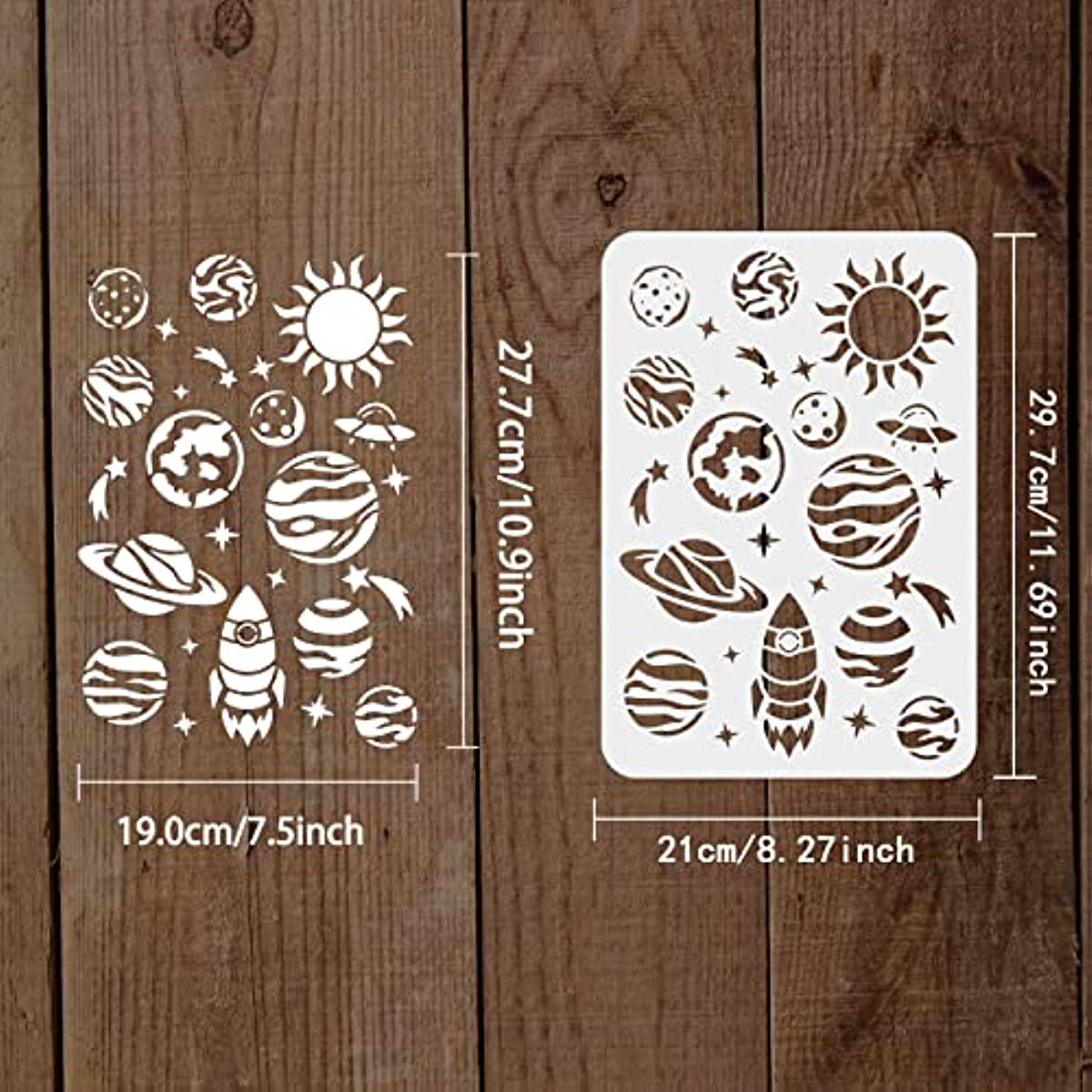 Space Stencil Reusable Planet Drawing Stencil Planets Galaxy Stencil Plastic PLANETARY Stencil Sun Moon Star Stencil for Painting on Wood Floor